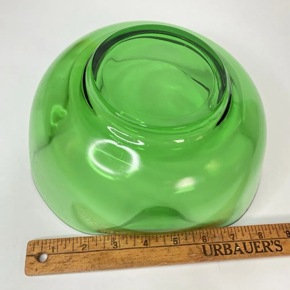 Vtg Anchor Hocking Forest Green Chip N Dip Bowls MCM 2pc Set (No Hanger)